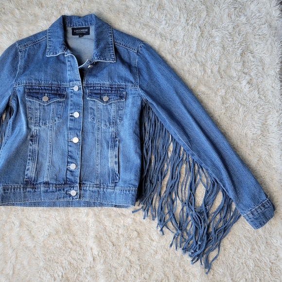 Lucchese Denim Fringe Jacket Small - Picture 4 of 6